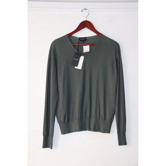 Giorgio Armani Men's Size 46 Large Green Pullover Sweater Cashmere Silk Knit NWT - Picture 1 of 6